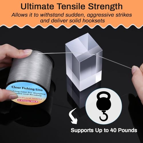 Strong Fishing Line Clear, Acejoz Fishing Wire 0.3mm, 0.45mm, 0.8mm Invisible Hanging Wire Nylon String Heavy Duty Monofilament Line for Hanging Decoration Balloon Garland Crafts - color: 0.45mm