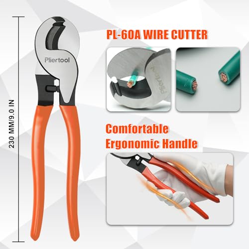 Battery Cable Crimper Tool For AWG 10-1/0 Gauge Electrical Lug, Battery Terminal Connectors with Cable Cutter, Wire Crimping Tool For Heavy Duty Copper Wire Lugs