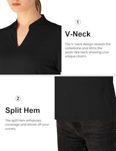 Rdruko Women's Hiking Shirts Short Sleeve UPF 50+ Sun Protection Lightweight Dry Fit Outdoor Travel Fishing Shirts - color: Black, size: Large