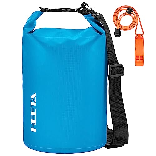 HEETA Waterproof Dry Bag for Women Men, 5L/10L/20L/30L/40L Roll Top Lightweight Dry Storage Bag Backpack with Emergency Whistle for Travel, Kayaking, Boating, Camping, Beach, Cruise Ship Essentials - color: Blue, size: 5L