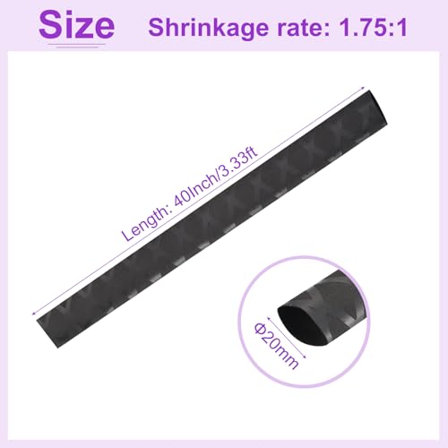 DMiotech Heat Shrink Sleeve Wrap Tubing x Tube Tubing for Fishing Rod Grips and Other Grips, Non Slip - Insulation - Waterproof 40'' Lengths, Dia 20mm Black - color: Black, size: Dia 20mm
