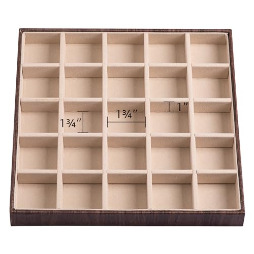 Frebeauty Earring Organizer Classic Jewelry Box 50 Slots Double Layer Jewelry Storage Case with 6 Necklace Hook and Bracelet Pocket(Tree Brown) - color: Tree Brown