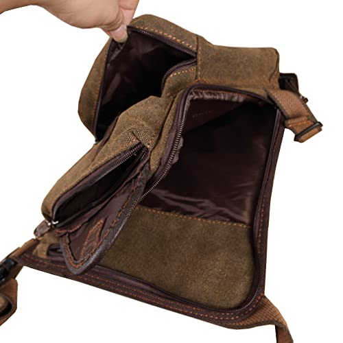 Canvas Drop Leg Bag Hiking Waist Pack for Men Outdoor Travel Sports Tactical Climbing Fishing Cycling Fanny Pouch Packet Casual Camping Sling Daypack, Brown - color: #02Brown