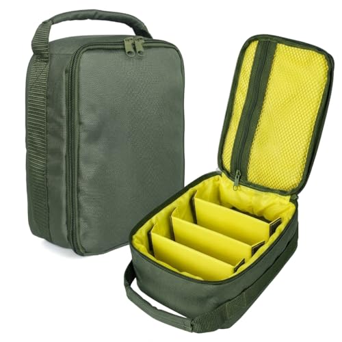Fishing Tackle Bag Waterproof Fishing Bags Portable Fishing Reel & Gear Bag with 3 Adjustable Dividers for Spinning Baitcasting Fly Reels (Army Green)