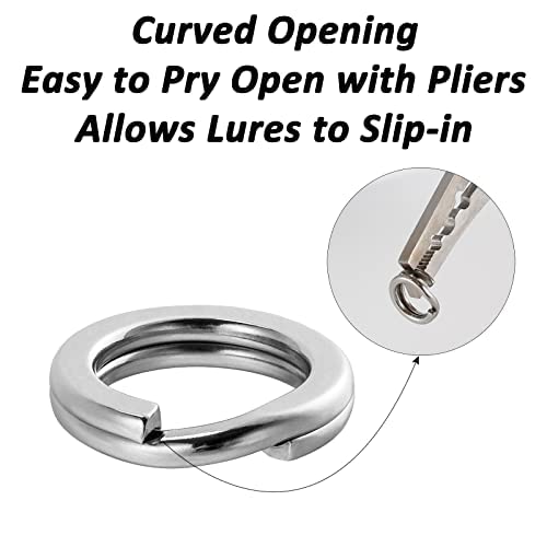 Dr.Fish Split Ring Stainless Steel Hyper Wire Flattened Fishing Lure Rings Heavy Duty Tackle Hook Line Connector Saltwater - size: #10-200LB(14mm, 0.56")