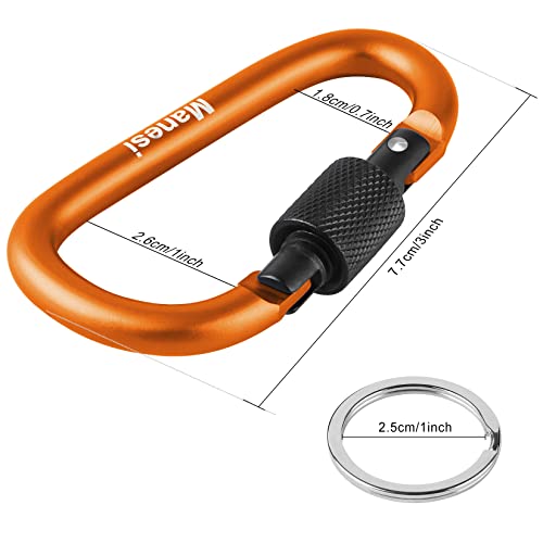 10 Pack 3Inch Aluminum D Ring Key Rings Hiking Clips Locking Carabiner for Hiking Camping Fishing and Outdoor Use，Clips with Screw Gate Multicolored - color: Orange