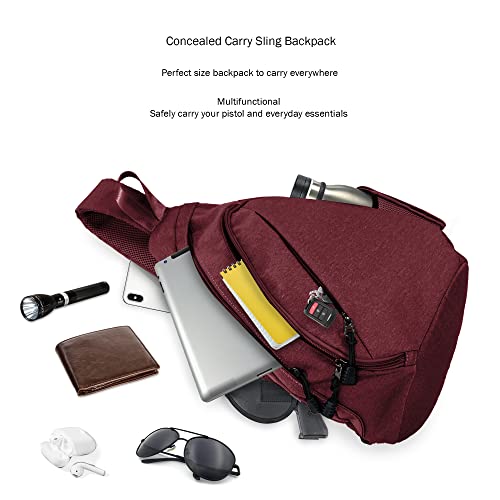 JESSIE & JAMES Peyton Crossbody Sling Backpack Concealed Carry Purse For Women Men Outdoor Chest Bag Shoulder Backpack - color: Red