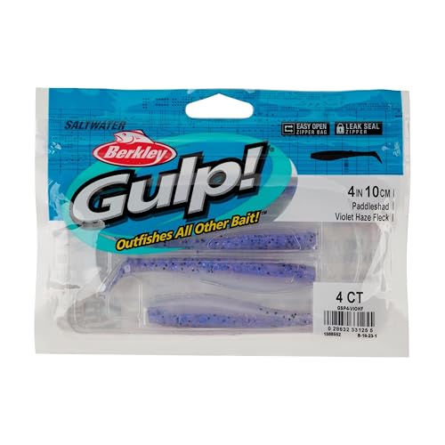 Berkley Gulp! Saltwater Paddleshad Fishing Soft Bait - color: Violet Haze Fleck, size: 4"