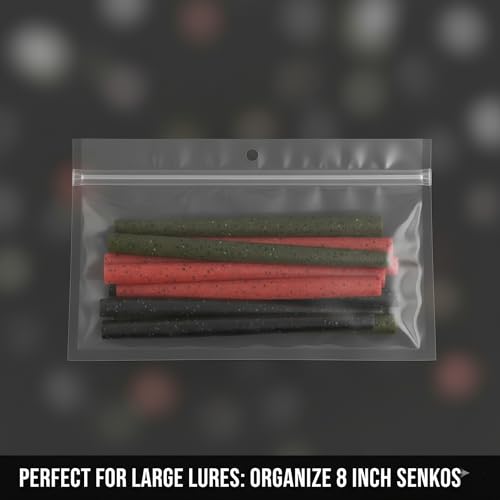 100 Pack Soft Plastic Baits Bags 8.8"x5.5" | Heavy-Duty Clear Lock Zipper Lure Packaging Bags - Leakproof Double-Sealed Zipper Storage for Soft Plastic Lures & Fishing Gear | Multiple Sizes - size: 8.8" x 5.5"