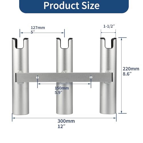 Aluminum Fishing Boat Rod Holder,3/4 Link Tube Aluminum Rod Rack, Suit Boats & Yacht ,Silver - color: Silver 3 Tube