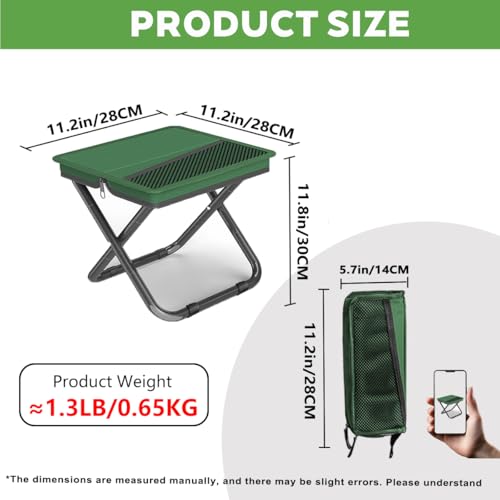 2-in-1 Collapsible Camping Stool & Sling Bag / 220LB Load Capacity Folding Portable Fishing Stool/Collapsible Stool for Camping, Hiking, Fishing, Gardening & Beach Outdoor Activities - color: Green, size: Large