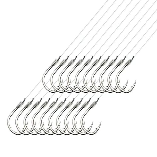 AMHDV Tiny Fishing Hooks with Line, Small Fishing Hook and Leader (Pack of 20) - color: Black, size: 10# (3.3-6.6lb)