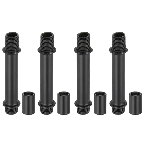 PATIKIL Straight Pipe Lamp Stems Rod Kit, 4Set M10 Carbon Steel 50mm(1.97") Long Double End Thread Rod with Coupling Nuts Sleeve Connector for Table Lamps Chandeliers, Black - color: Black, size: 50mm(1.97")