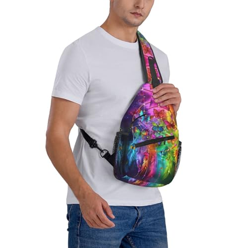 Dream Catcher With Colorful Butterfly Sling Backpack Chest Bag Crossbody Shoulder Bag Gym Cycling Travel Hiking Daypack For Men Women - color: Dream Catcher With Colorful Butterfly