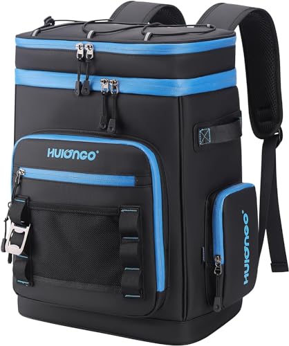 Hulongo Large Waterproof Insulated Cooler Backpack for Men & Women, Leak Proof Cooler Backpack for Camping, Beach, Fishing, Picnic, Travel, Outdoor, 30L, 48Cans - color: black