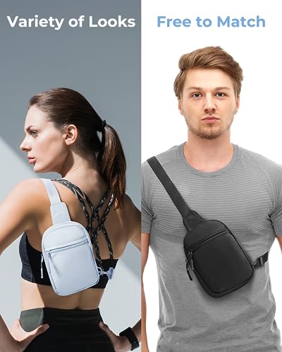 CHOLISS Small Sling Bag for Women and Men, Crossbody Bags Trendy Fanny Packs Chest Bag with Extended Strap - color: A04 Light Grey-blue