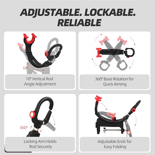 RUNCL 4/2/1 Pack Fishing Rod Holder for Boat – 360° Adjustable Dual-Direction Mount, No-Drill Quick Install, Fits Spinning & Casting Rods – Lightweight Mount for Canoe, Kayak, Raft, Fishing Gear Gift