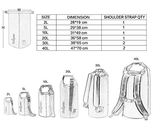Unigear Dry Bag Waterproof, 2L/5L/10L/20L/30L/40L Floating and Lightweight Bags for Kayaking, Boating, Fishing, Swimming and Camping with Waterproof Phone Case - color: Black, size: 10L