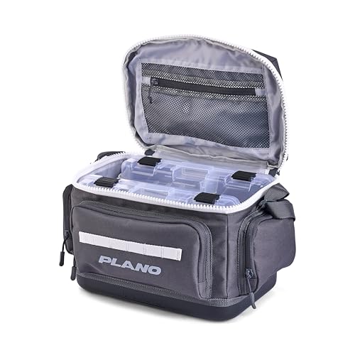 Plano Weekend 3600 Tackle Bag, Cutting-Edge Fishing Tackle Bag, Molded Waterproof Base, Spacious Storage, Die Cut Tool Sleeves, Daisy Chain Attachment Points - color: Slate, style: 3600 Tackle Case
