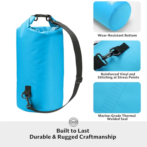 STOVER 5/10/25/30/40/55L Waterproof Dry Bag, Small Lightweight Roll Top Dry Bag Backpack w/Waterproof Phone Case, Kayaking, Travel, Hiking, Fishing, Tubing, Camping, the Beach, Men/Women (Blue) - color: 5l Blue, size: 5L