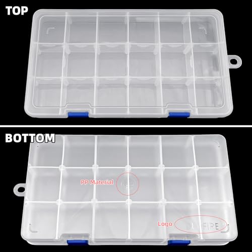 DUOFIRE Plastic Organizer Container Storage Box Adjustable Divider Removable Grid Compartment for Jewelry Beads Earring Tool Fishing Hook Small Accessories(18 grids, Blue X 2) - color: Blue, size: 18Grid-2pcs