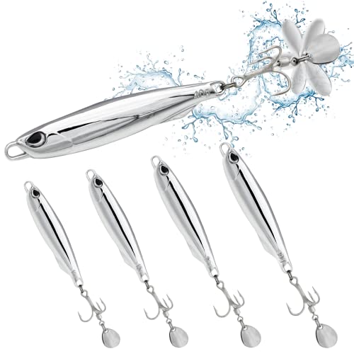 Fishing Jigs Metal Fishing Spoons Lures, Blade Bait Spinner Long Casting Jigging Spoon Lure Vertical Hard VIB Swimbait for Walleye Bass Trout Freshwater & Saltwater - color: A-5pcs 0.35/0.53/0.7/1.06/1.4oz