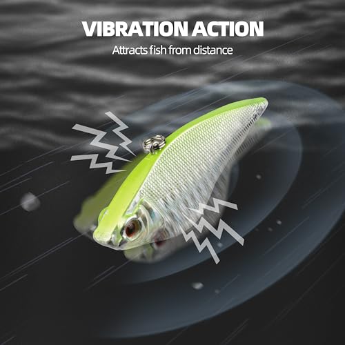 Lipless Crankbaits VIB Fishing Lures, 5/10 PCS Sinking Rattling Hard Baits with Sharp Treble Hooks, Long Cast Search Bait for Bass Trout Walleye Pike - Freshwater & Saltwater