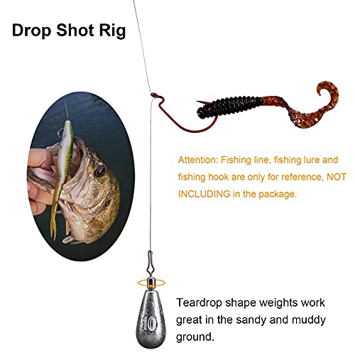 THKFISH Fishing Weights Sinkers Set, 28PCS Fishing Sinker Drop Shot Weights Kit,Drop Shot Rig Wacky Hooks for Saltwater Freshwater Bass Fishing - size: B-28pcs-Waterdrop Shape