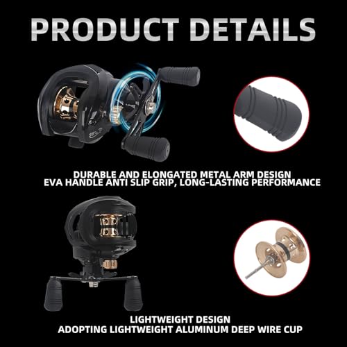 Baitcasting Reel,Carbon Fiber Drag Fishing Baitcaster Reels, Bait Cast Reel With 7.2:1 Gear Ratio 10+1 Ball Bearings 17.6lbs Max Drag Right Hand，Fish Gift For Man - color: 04-HEIJIN