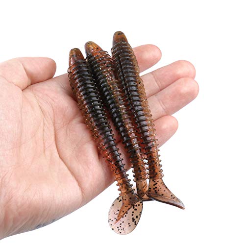 RUNCL Swimbaits Paddle 10/20/30/40PCS, 5/4/3/2 Inchs Paddle Tail, Soft Lure for Trout Crappie Bass, Durable Plastic Bait Swimmer for Saltwater/Freshwater, Fishing Lover's Gift - color: Red Candy, size: 4in, 20pcs