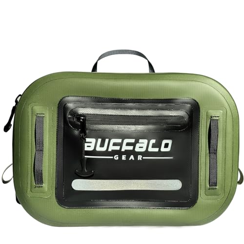 Buffalo Gear Waterproof Fishing Fanny Pack,8.9L Fishing Waist Pack with Airtight Zipper for Fly Fishing,Kayaking,Camping,Outdoor Sports Green - color: Green