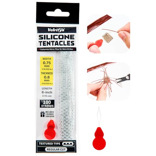 Silicone Skirt Tabs & Tentacle Strands Set for Dice Lure Builds, Japanese-Style Rubber Legs DIY Kit for Soft Baits, with Threader Tool, Fishing Lure Material for Jig Skirts - color: 01 - Flash Scale (UV), size: Textured Type