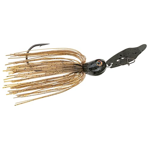 Strike King Thunder Cricket Fishing Lure, Vibrating Swim Jig, Silver Blade, 4/0 Jungle-Style Flipping Hook - color: Green Pumpkin, size: 3/4 oz