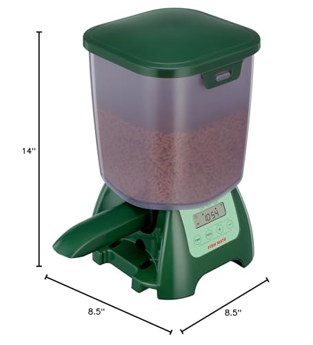 Fish Mate P7000 Automatic Pond Fish Feeder – Programmable LCD Timer, 6.5 lb Capacity, Adjustable Portions for Pellets & Sticks, Weather Resistant Outdoor Design