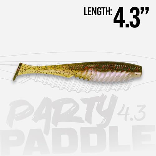 6th Sense – Party Paddle 4.3" – Saltwater Swimbait – Inshore Fishing – Redfish/Trout/Snook – Paddle Tail Soft Plastic - color: Coral Copper