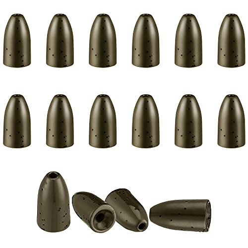16 Pcs Tungsten Fishing Weights for Bass, Pitching and Flipping Sinker, Sizes 1/8, 1/4, 3/16 Oz Bullet Sinker, Bass Gear