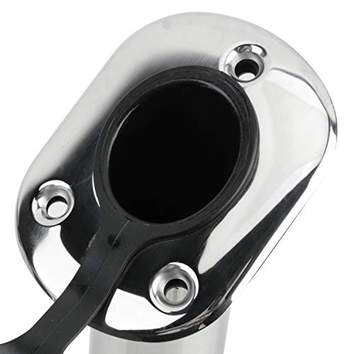 Amarine Made 2Pcs Stainless Steel Fishing Rod Holder Flush Mount with Black PVC Cap and Liner Boat Rod Holder 30 Degrees