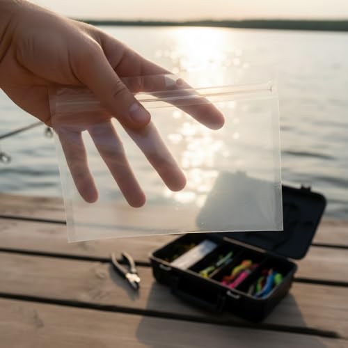 100 Pack 6" x 4" Soft Plastic Baits Bags | Heavy-Duty Clear Lock Zipper Packaging Bags - Leakproof Double-Sealed Zipper Storage for Soft Plastic Lures & Fishing Gear | Multiple Sizes - size: 6.3" x 4.7"