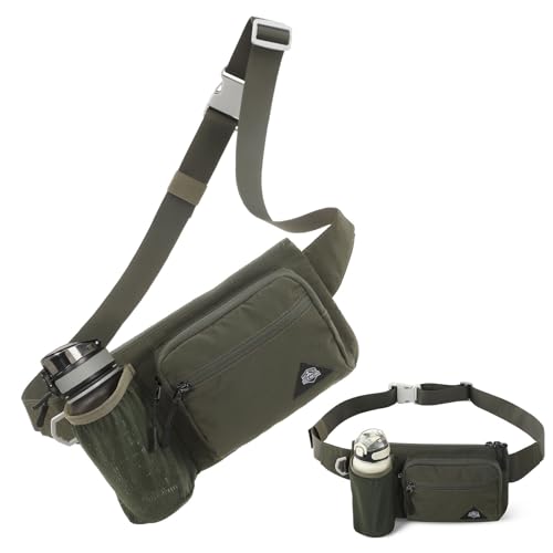 Waist Pack with Water Bottle Holder for Men Women Waist Bag Running Waist Pack Waterproof for Outdoor Travel Cycling Climbing Walking Fit All Phones (Bottle Not Included) (Green) - color: Green
