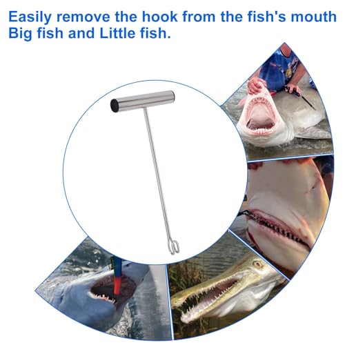 Stainless Steel Fishing Hook Remover，Dehooker Tool,Push/Pull Hook Remover，Anti-Lost Saltwater Dehooker Tool Shark Hook Remover - size: 12"