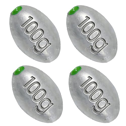 Egg Sinkers Bullet Fishing Weights Oval Shaped with Plastic Core Slip Sinkers for Catfish Fishing Casting Saltwater and Freshwater 1/5oz to 2oz - style: 3.5 Ounce-100g-4pcs