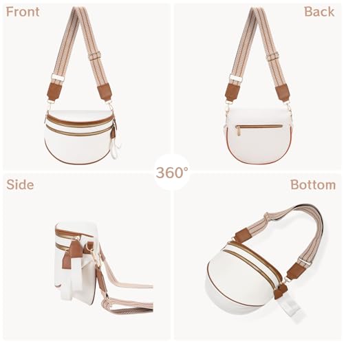 oscaurt Leather Crossbody Bag Bum Bag for Women Large Sling Bag Cross Body Purse Shoulder Handbag Fanny Pack - color: Beige, size: Medium