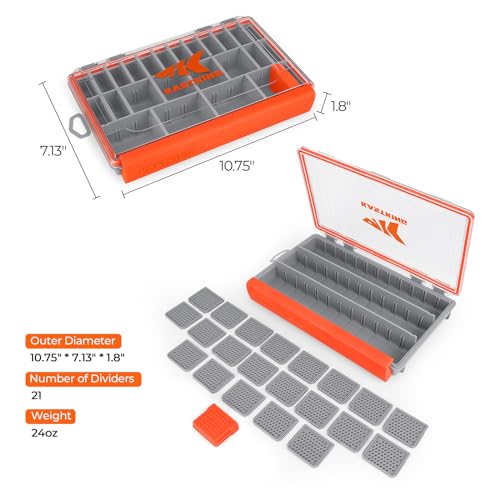 KastKing HyperSeal Waterproof Tackle Box, 3600 and 3700 Tackle Trays, Fishing Tackle Box Organizer with Removable Dividers, Lure Box and Terminal Tackle Storage - size: 3600 (2 Packs)