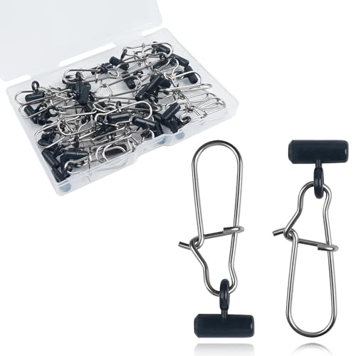 Sinker Slides for Fishing,Fishing Line Sinker Slides with Duo Lock Sinkers Weight Silder Sleeve Swivel Duo Lock Snaps for Saltwater Surf Bottom Fishing Fish Fider Rig Catfish Rig - color: Black Duo-Lock Snap, size: 100 Pack