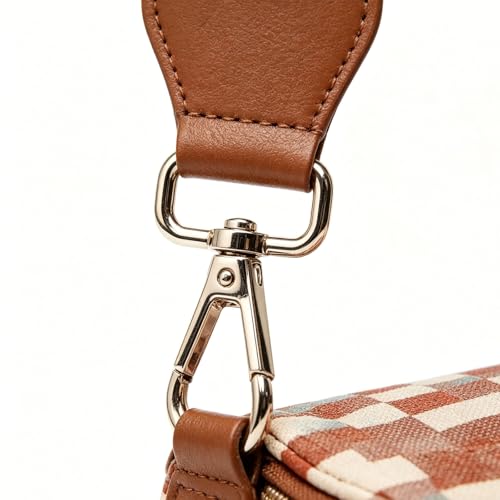 Checkered Crossbody Bum Bags for Women Nylon Checkered Purse Checkerboard Fanny Pack - color: B01-orange Green