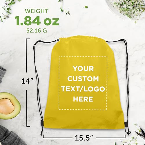 DISCOUNT PROMOS Custom Non-Woven Drawstring Backpacks Set of 10/50/100, Personalized Bulk Pack - color: Yellow, size: 10/50/100