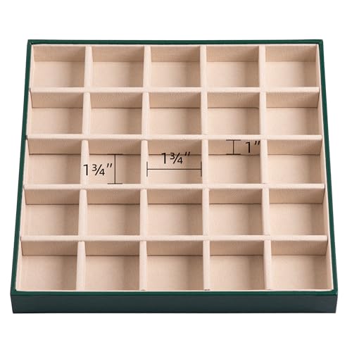 Frebeauty Earring Organizer Classic Jewelry Box 50 Slots Double Layer Jewelry Storage Case with 6 Necklace Hook and Bracelet Pocket(Blackish Green) - color: Blackish Green
