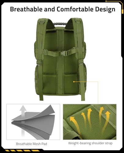 CVLIFE Tactical Range Backpack with Removable Divider, Gun Cases Bag with 4 Pistol Carrying Cases, Rucksack for Shooting (Army Green, Medium) - color: Army Green