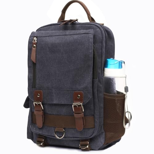 mygreen Canvas Cross Body Messenger Bag Shoulder Sling Backpack Travel Rucksack - color: Dark Blue, size: Large