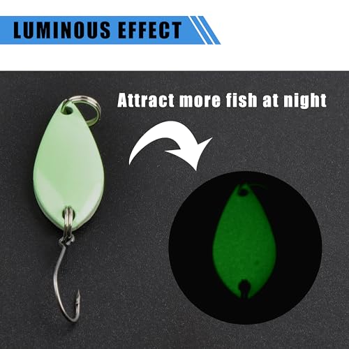 Trout Spoons Fishing Spoons Lures Kit,12pcs Trout Lures Single Hook Hard Metal Baits Mini Fishing Jigs Casting Trolling Spoon Lure for Crappie Char Perch Sunfish Trout - color: Type C